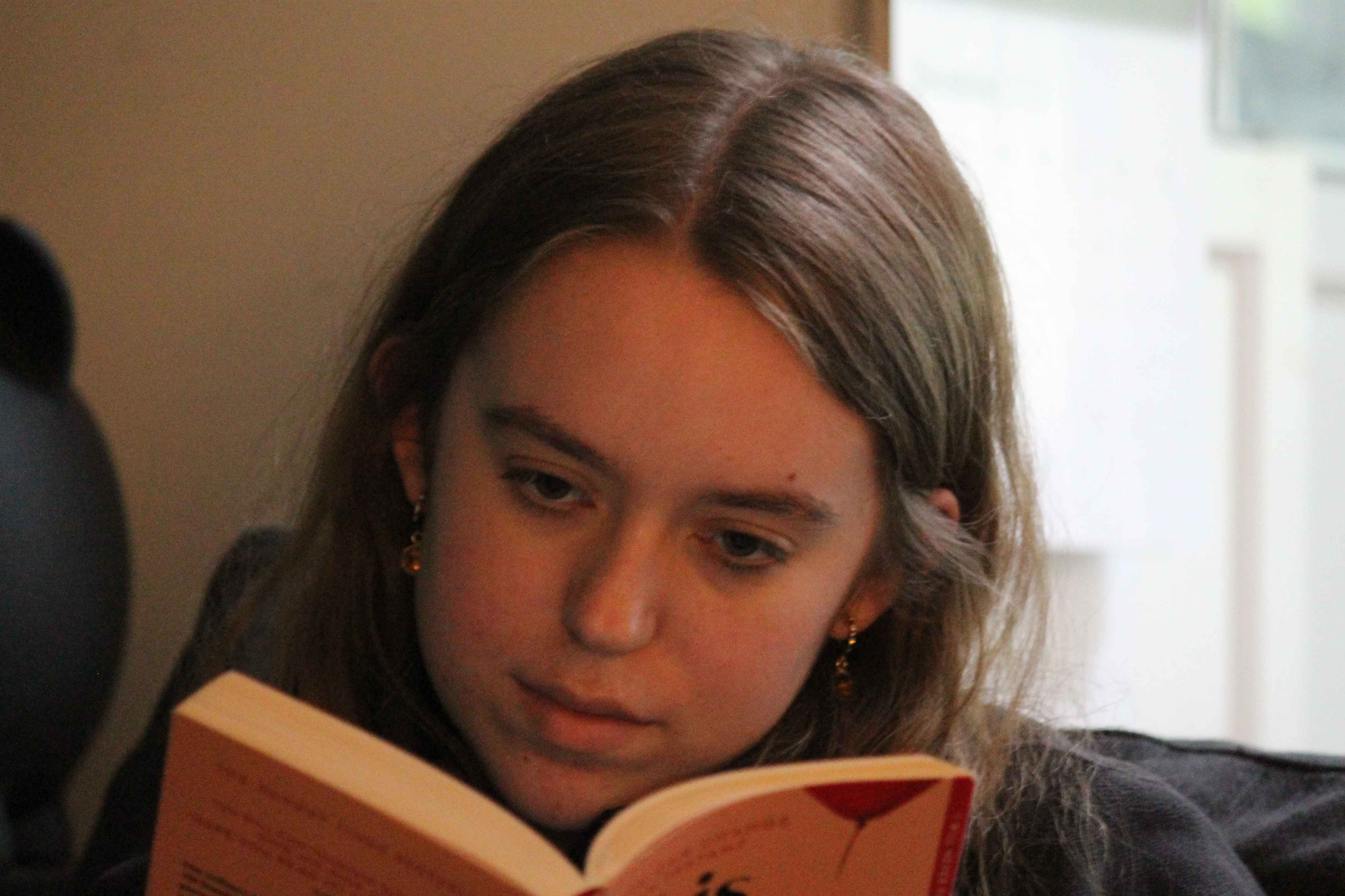 Olivia reading a book